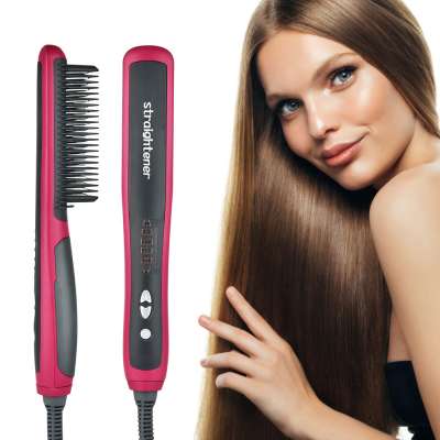 Straightening Heating Combs Men Beard Hair Straightener Ceramic Curler Professional Heated Comb Electric Hair Brush Straightener