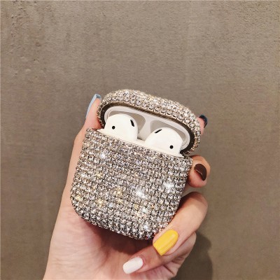 Luxury 3D Cute Bling diamonds Wireless Bluetooth Earphone Accessories hard case for Apple Airpods 2 1 protective Charging bag